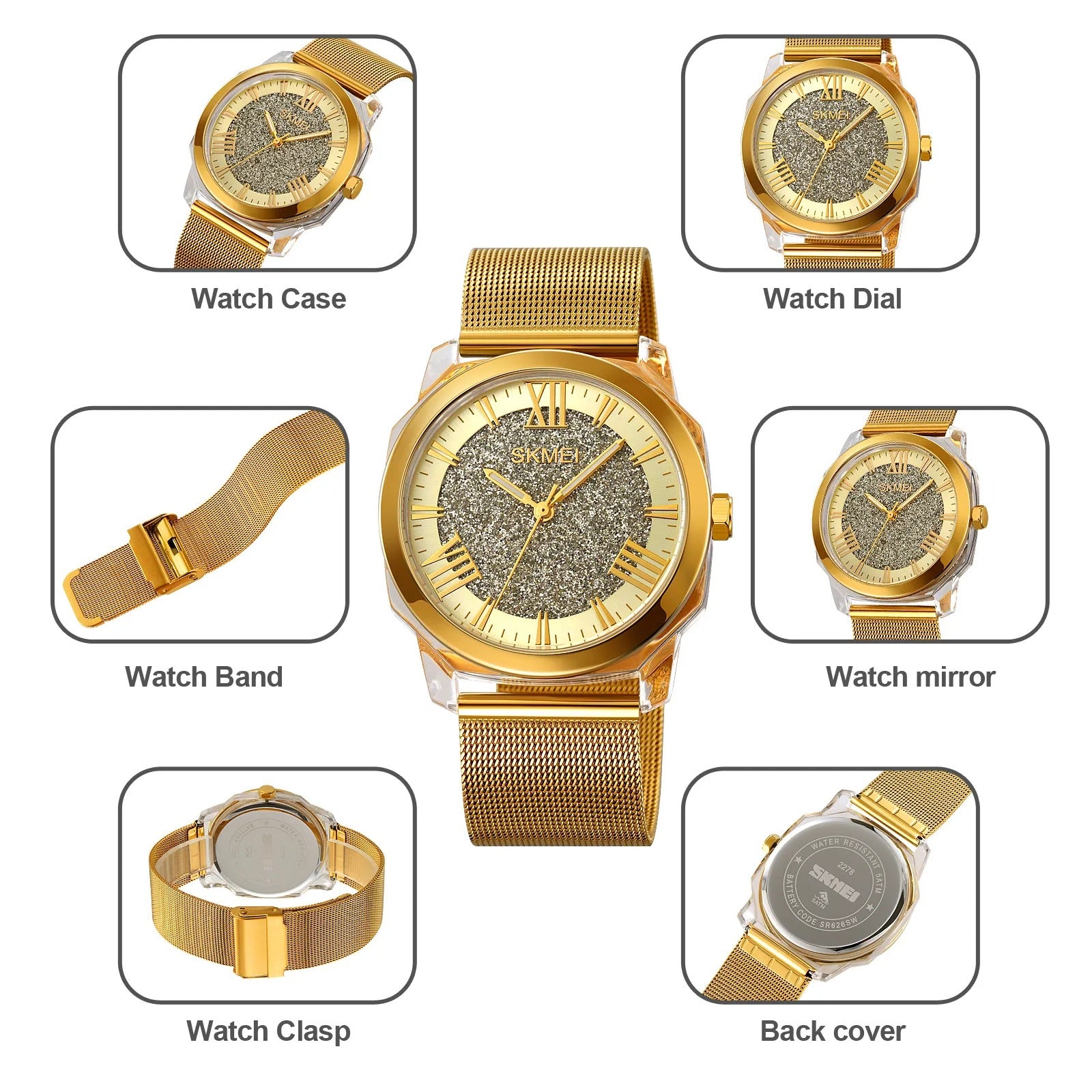 SKMEI - 2278 - High Quality Luxury Watch - Gold image 2