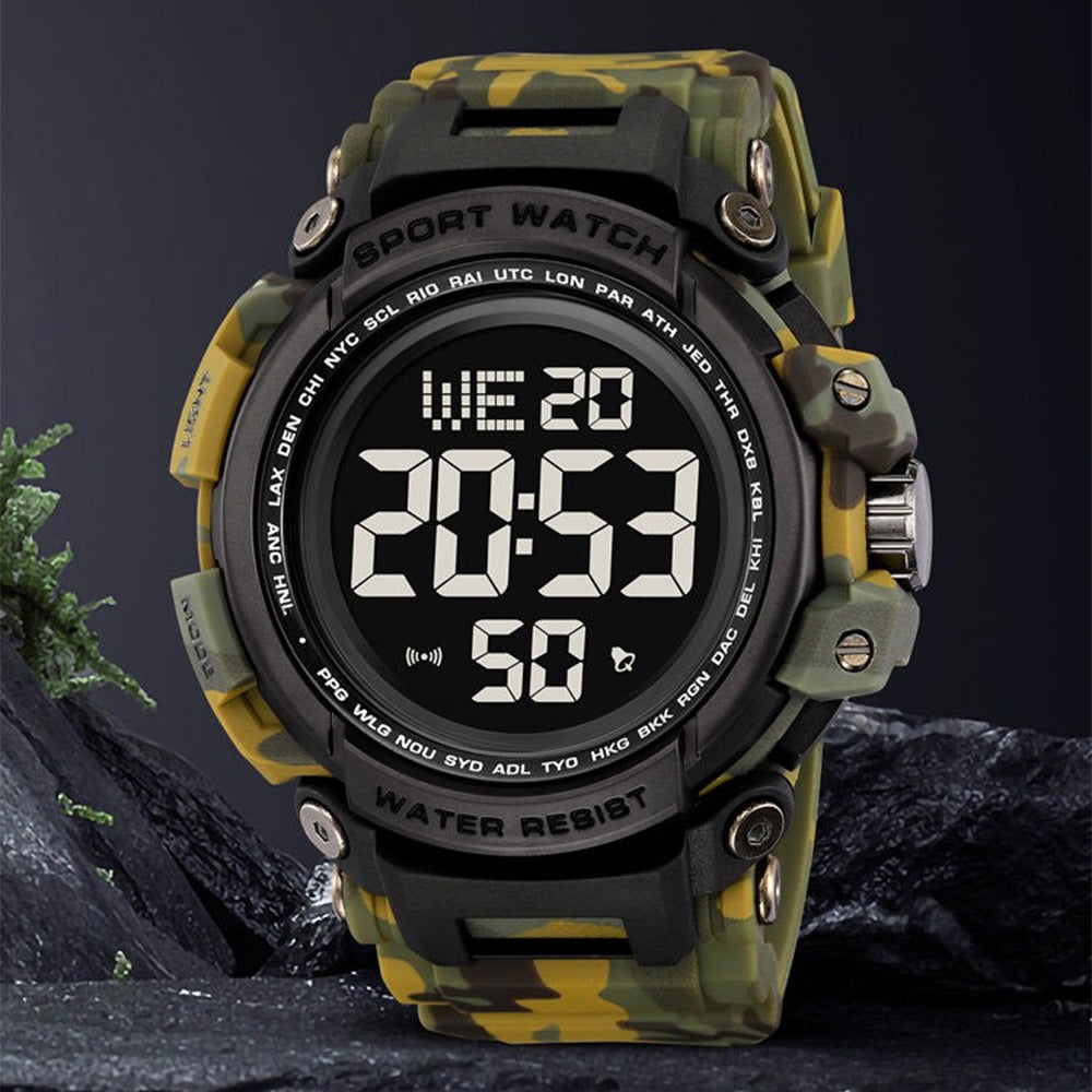 Skmei - 2422 - Digital Big Dial Shock Sports Watch - army green camo image 3