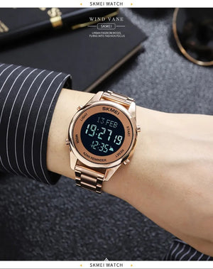 SKMEI - 1861 - Qibla Azan Time Reminder Prayer Watch - rose gold/black image 2