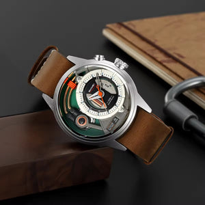 SKMEI - 2333 - Futuristic Analog Watch - silver/brown image 1