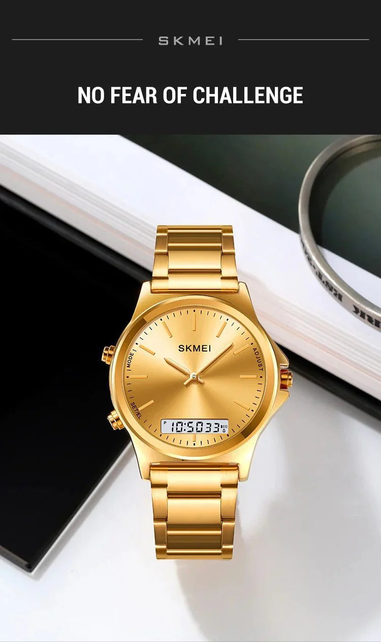 Skmei - 2120 - Electronic Luminous 30m Waterproof - Golden image 1