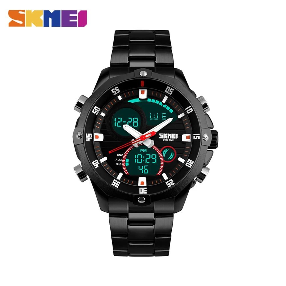 Skmei - 1146 - Waterproof Dual Display LED Digital Alarm - Black image 3