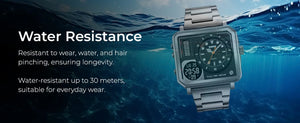 SKMEI - 2025 - LED Backlight Large Screen Multi-Time Zone Waterproof Watch - Silver image 6