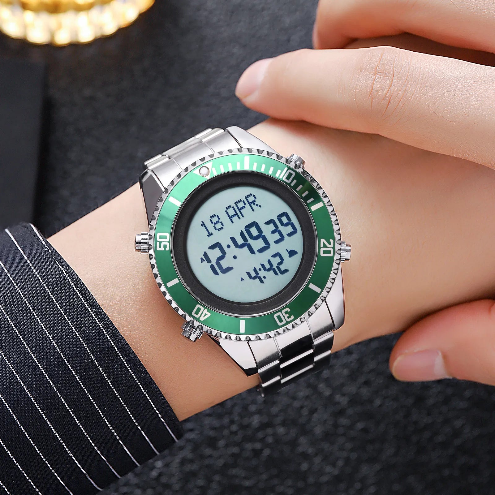 SKMEI - 2141 - Qibla Azan Time Reminder Prayer Watch - green image 2
