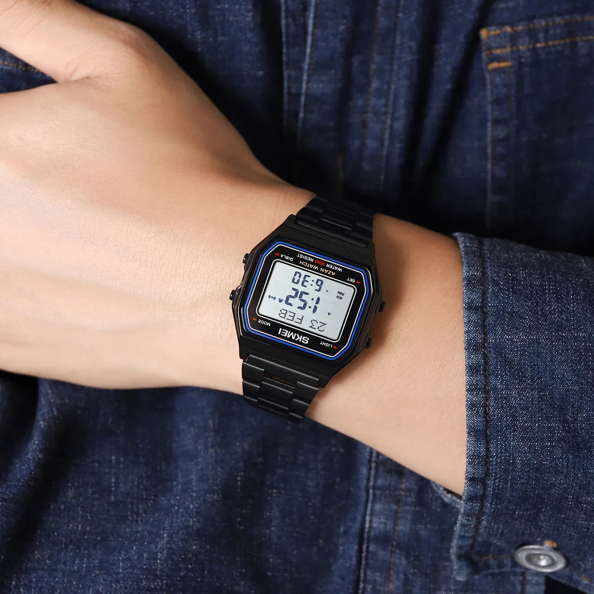 SKMEI - 2194 - Qibla Azan Time Reminder Prayer Watch - black image 2