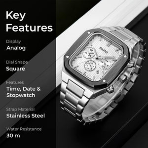 SKMEI - 2201 - Square Chronograph Watch - Silver image 4