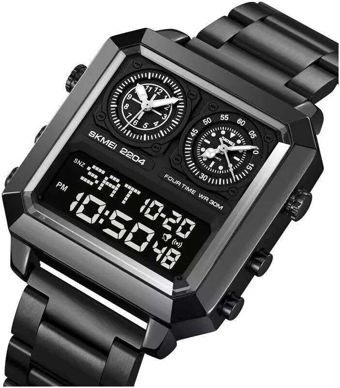 Skmei - 2204 - Digital Luminous 4 Time Square - Black image 1