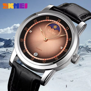 Skmei – 9300 – Elegant Moon Phase Edition Watch – Silver / Rose Gold image 3