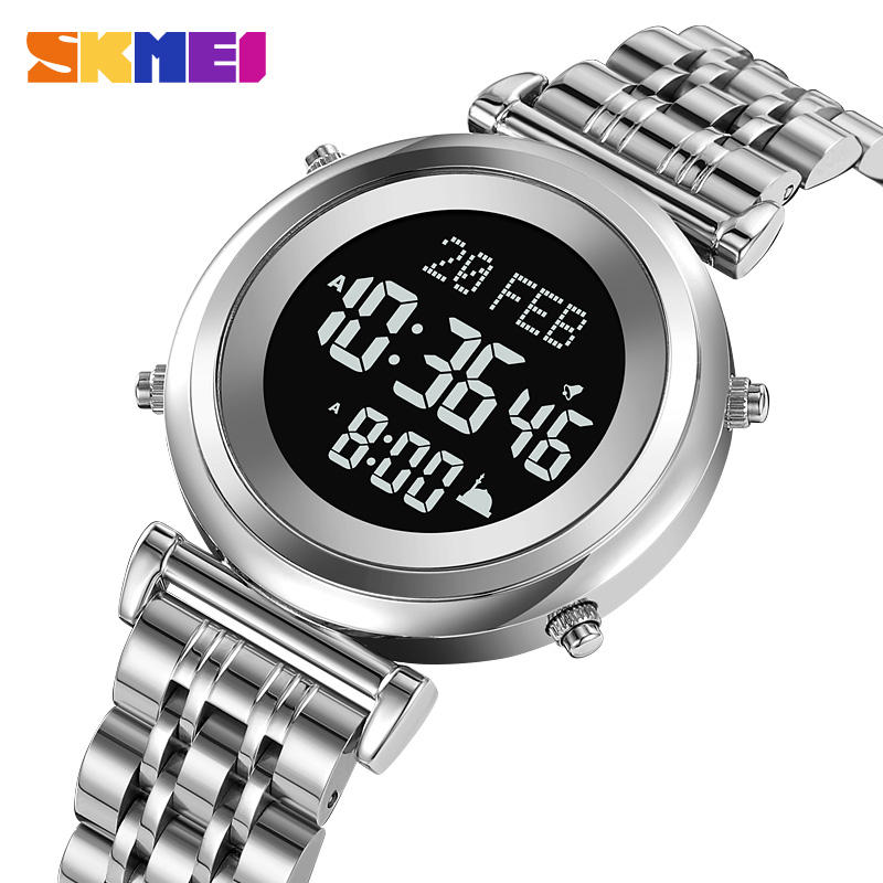 SKMEI - 2139 - Qibla Azan Time Reminder Prayer Watch - silver-black image 0