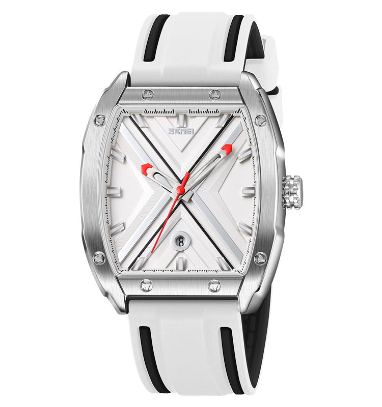 SKMEI - 9364 - Sporty Barrel Shape Quartz Watch - white image 2
