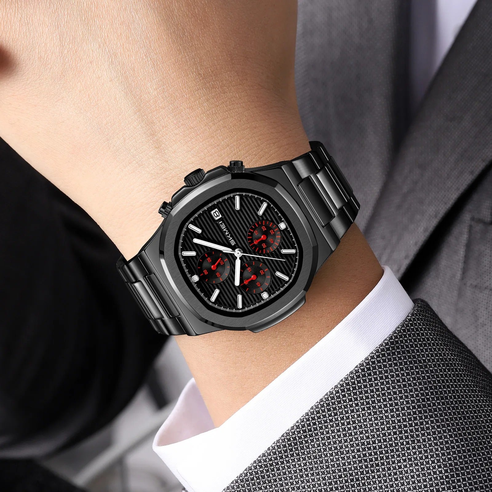 Skmei – 9374 – Chronograph Edition Watch – Black/Black image 2