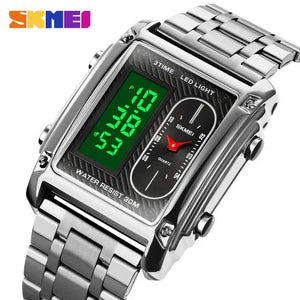 Skmei - 1868 (Chain) - Digital LED Luminous Waterproof - Silver-Steel image 1