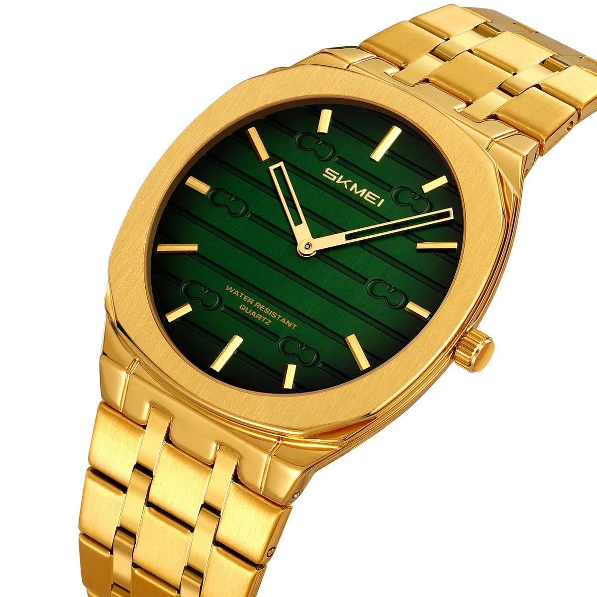 SKMEI - 9372 - Imperial Time Quartz Watch - Gold/Green image 1