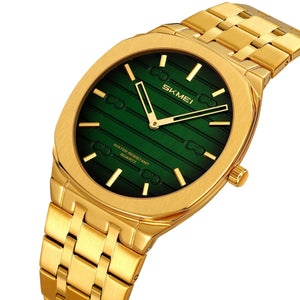 SKMEI - 9372 - Imperial Time Quartz Watch - Gold/Green image 1