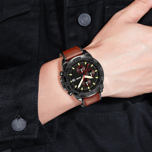 SKMEI - 9347 - Chronograph High Quality Luxury Watch - Brown/Black image 3