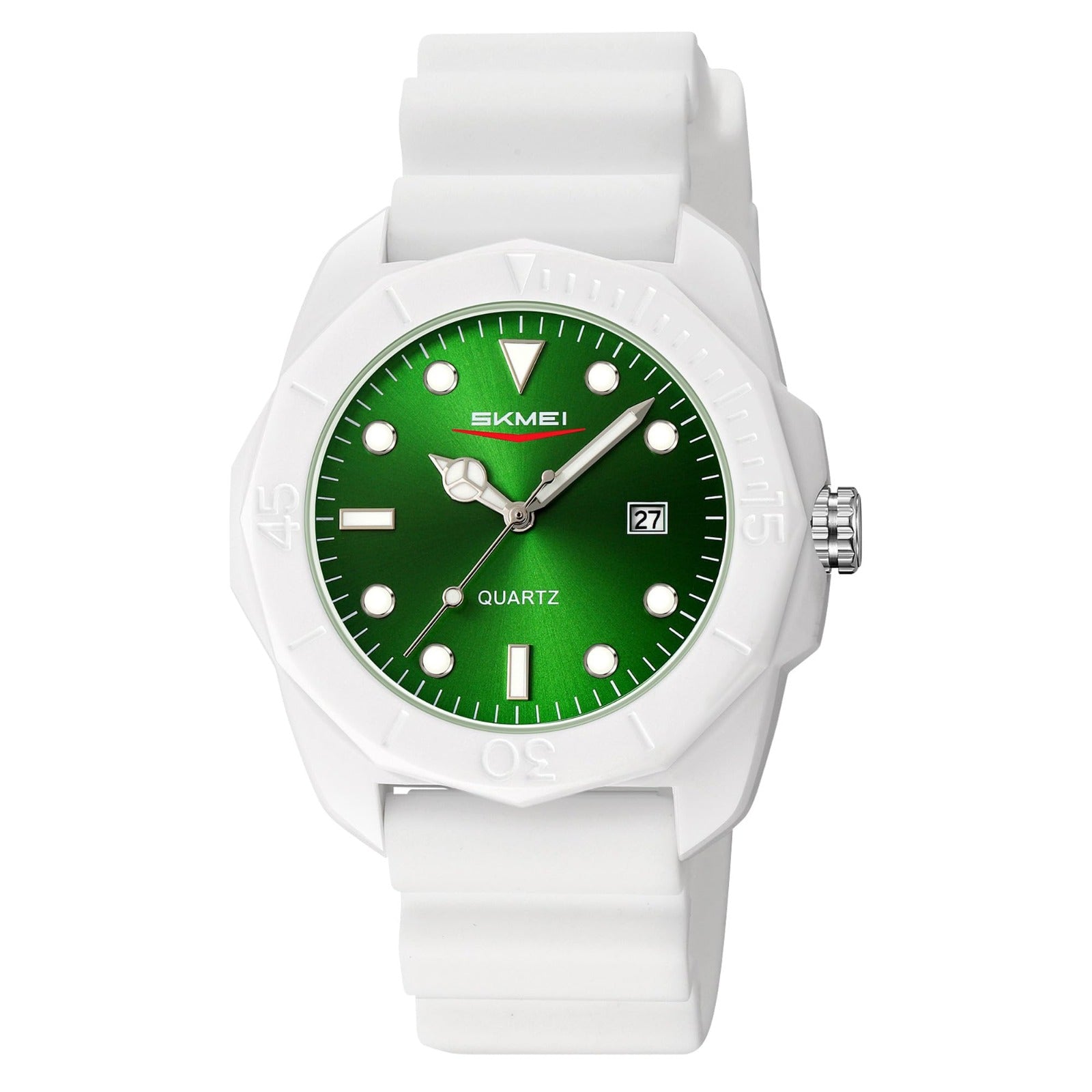 Skmei - 2393 - Quartz Analog Silicone Strap Watch - white/green image 0
