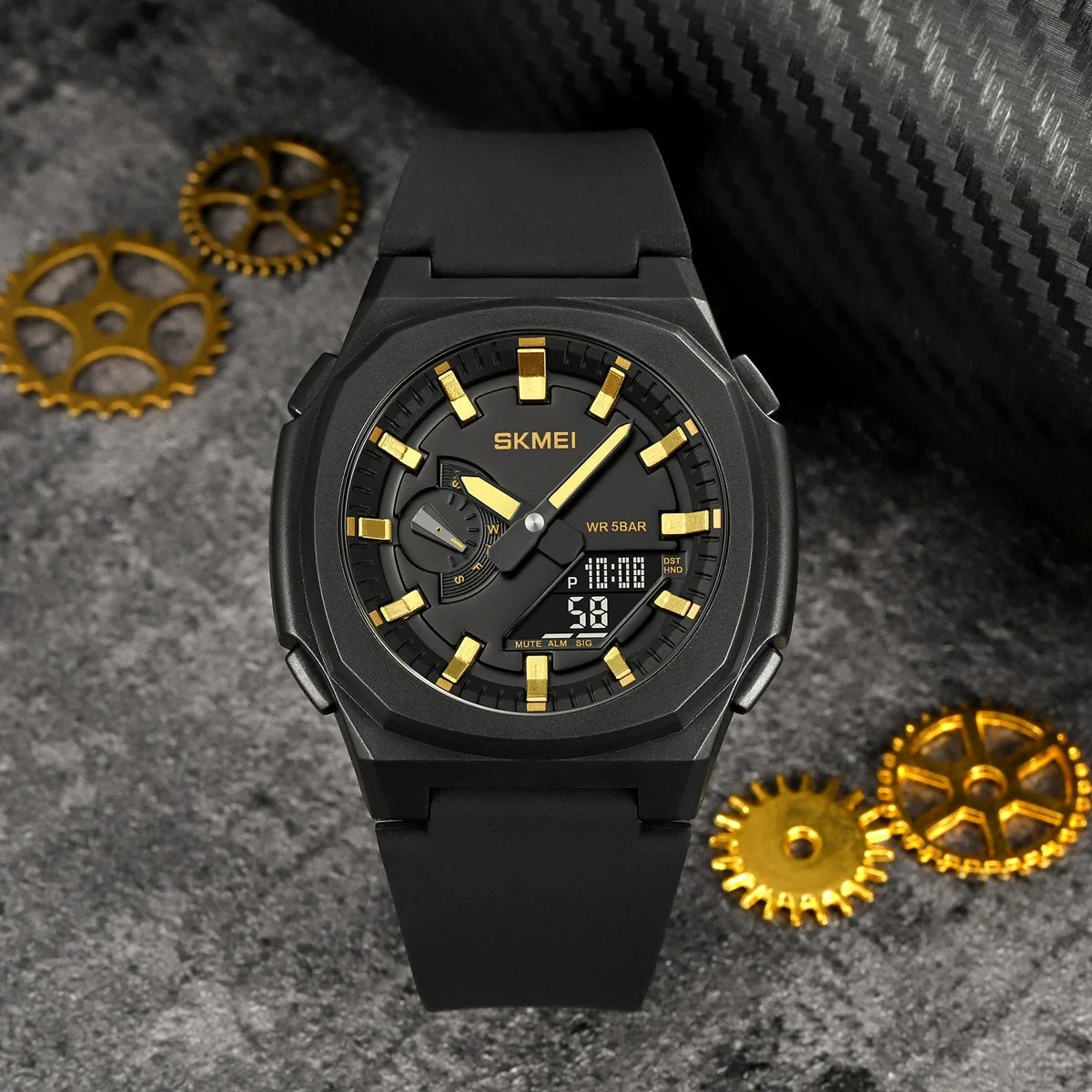 Skmei - 2091 - Digital Analog - Black/Gold-Black image 1