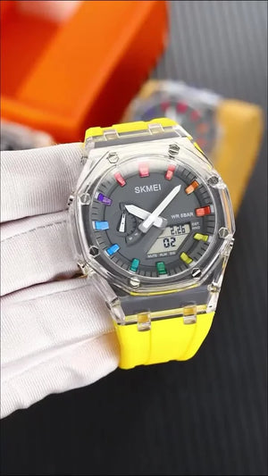 Skmei - 2100 - World Time 50m Waterproof - Yellow image 6