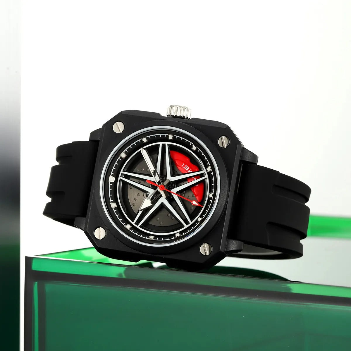 Skmei 2362 Trendy Wheel Spinner Quartz Silicon Strap - Black image 3