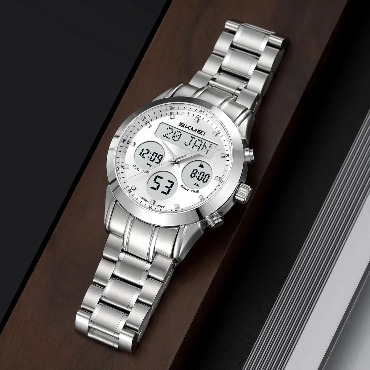 SKMEI - 2381 - Qibla Azan Time Reminder Prayer Watch - silver image 1