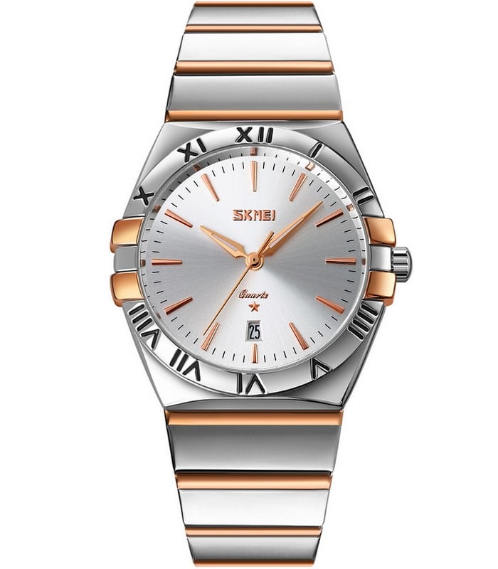 SKMEI - 9257 - Business Stainless Steel Band Men's Watch - rose gold/silver-silver (man) image 1