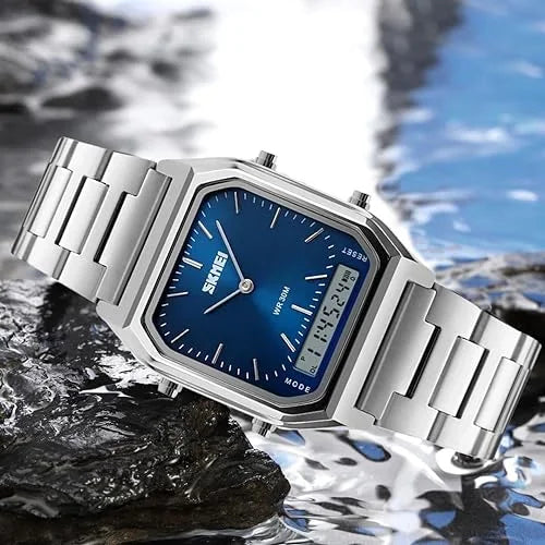 Skmei - 1220 - Dual Time Sports Watch - Silver/Blue image 1