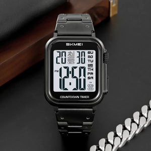 SKMEI 2447 Square Digital Countdown Timer Watch - black/white image 1