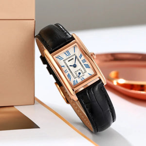 SKMEI - 2297 - Women Down Second Leather Strap Quartz Watch - rose gold/black image 2