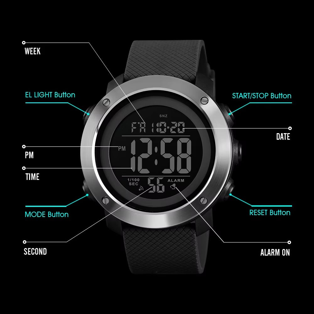 SKMEI - 1416 - High Quality Luxury Watch - Black-Steel image 4