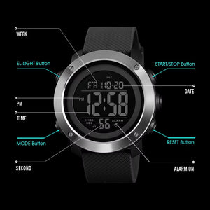 SKMEI - 1416 - High Quality Luxury Watch - Black-Steel image 4