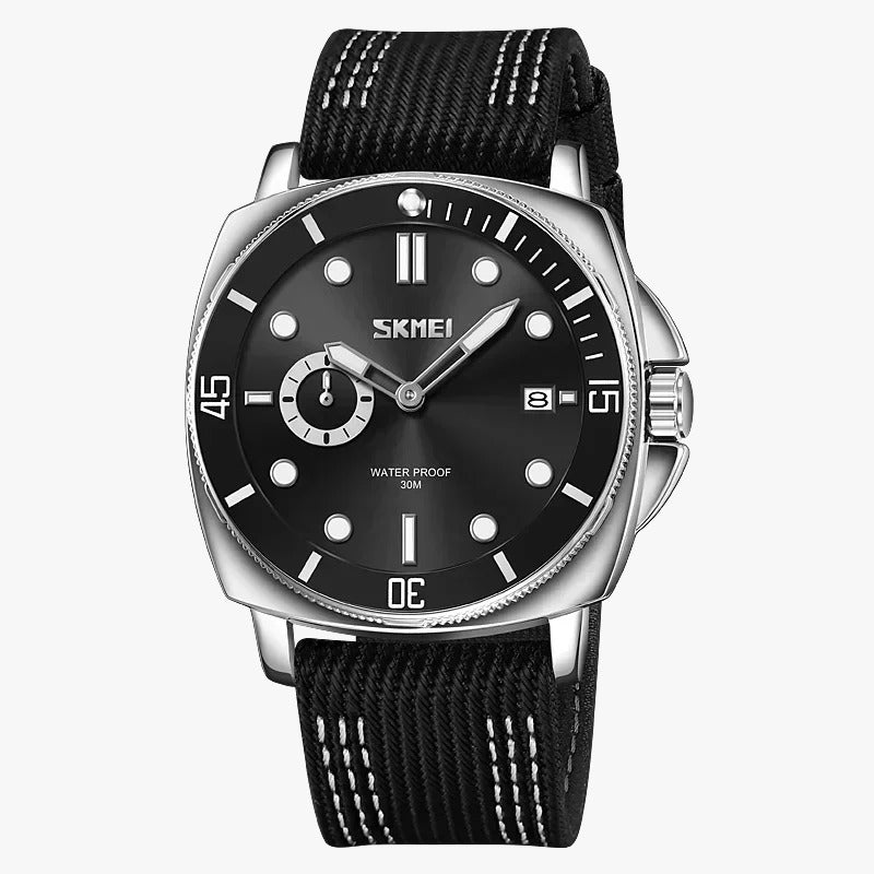 SKMEI 9328 Analog Quartz Nylon Strap Casual Watch - Black image 0