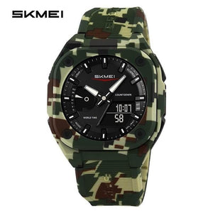 SKMEI 2328 World Master Dual Display Watch - Green/Camo