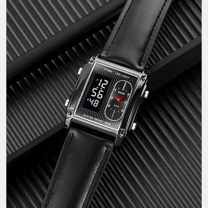 Skmei - 1868 (strap) - Digital LED Luminous Waterproof - Black-Leather image 5