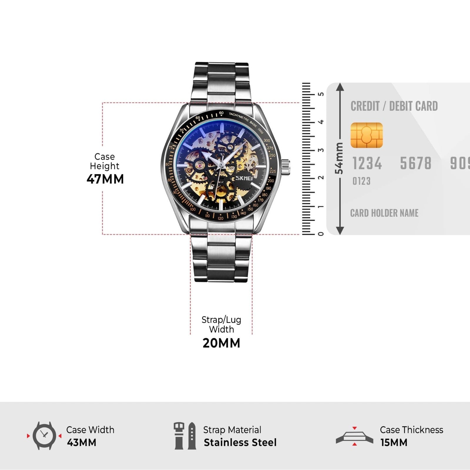 SKMEI - 9194 - Automatic Skeleton Machine - silver image 3