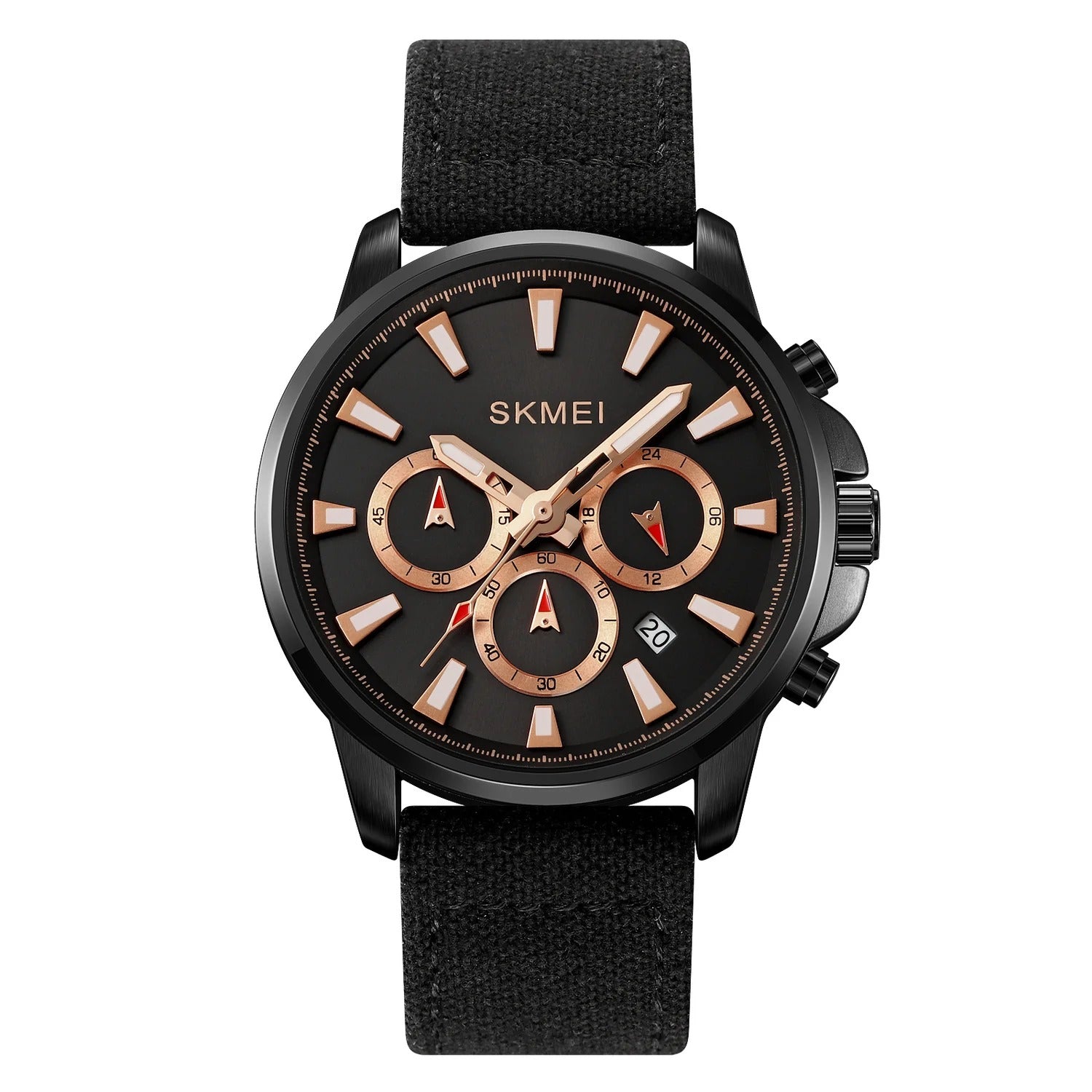 SKMEI - 2071 - High Quality Luxury Watch - Black/Black-Nylon image 3