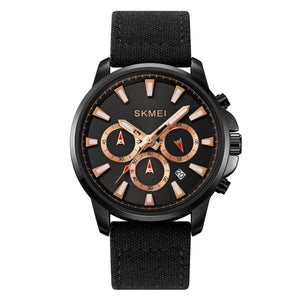 SKMEI - 2071 - High Quality Luxury Watch - Black/Black-Nylon image 3