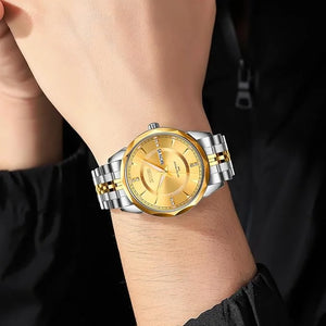 SKMEI - 9268 - Quartz Stainless Steel Luxury Analog Watch - Golden image 4