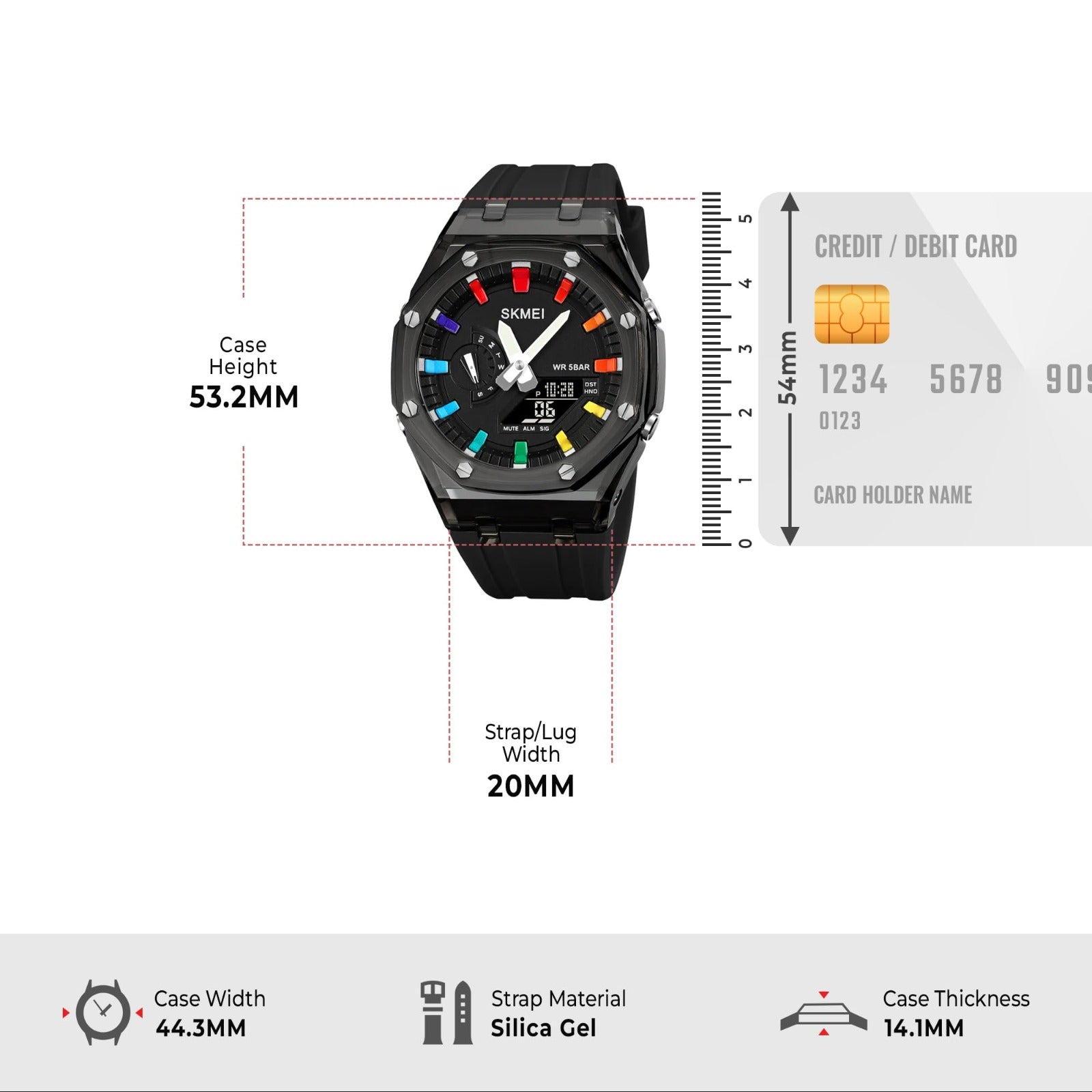 Skmei - 2100 - World Time 50m Waterproof - Black/Black image 4