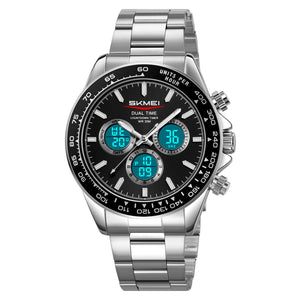 SKMEI - 2505 - Electronic Quartz Dual Display Watch - Silver/Black-Steel image 3