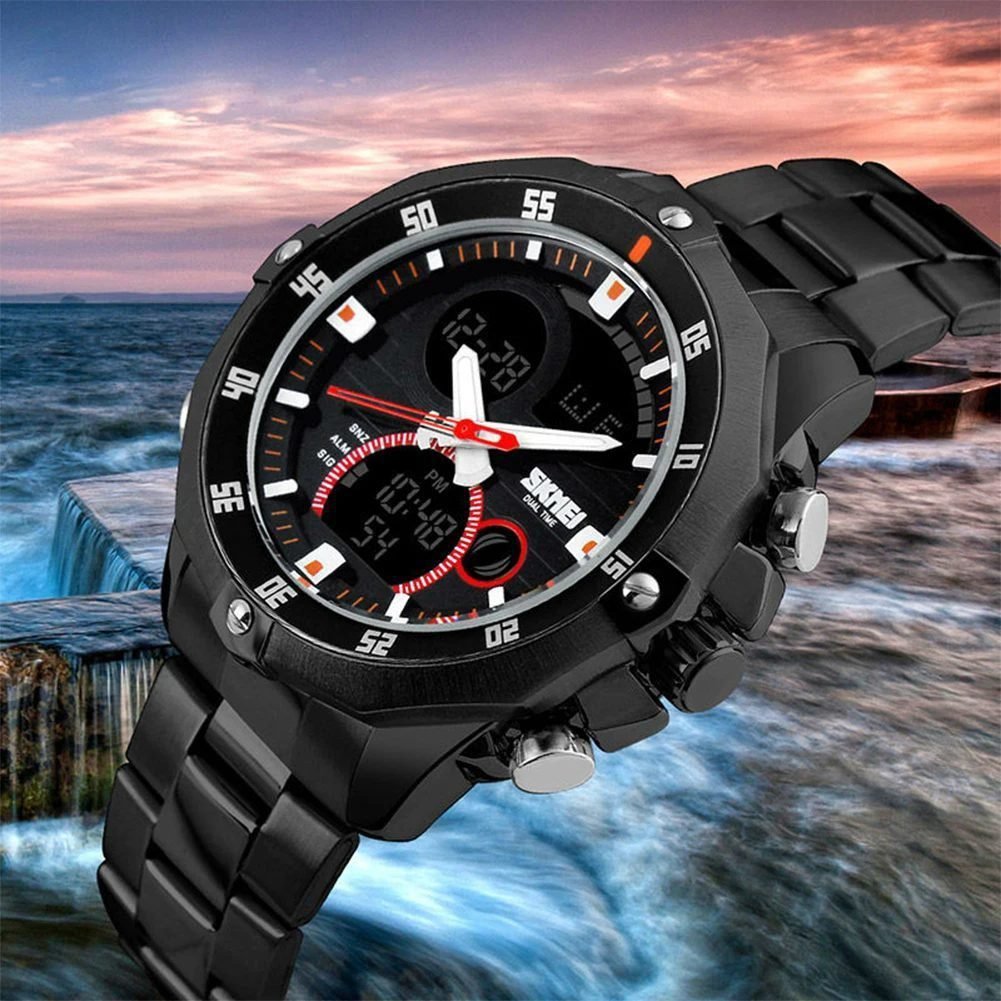 Skmei - 1146 - Waterproof Dual Display LED Digital Alarm - Black image 1