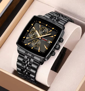 SKMEI 2434 Premium Square Chronograph Watch - black/gold