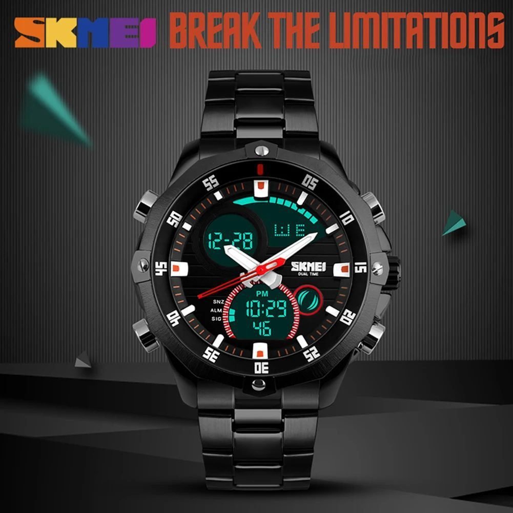Skmei - 1146 - Waterproof Dual Display LED Digital Alarm - Black image 4