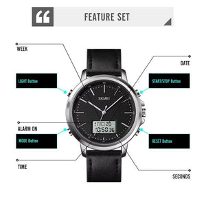Skmei - 1652 (Strap) - Multifunctional Waterproof - Silver/White-Leather image 4