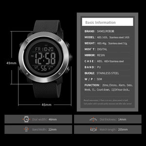 SKMEI - 1416 - High Quality Luxury Watch - Black-Steel image 5