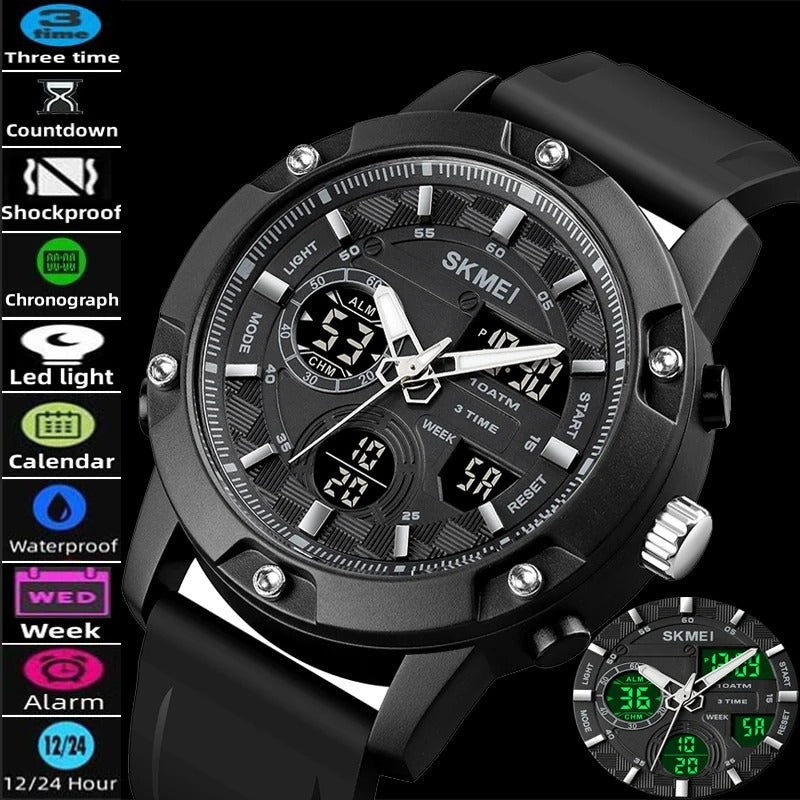 SKMEI - 1757 - Analog Digital Waterproof Quartz Movement Watch - black/black image 1