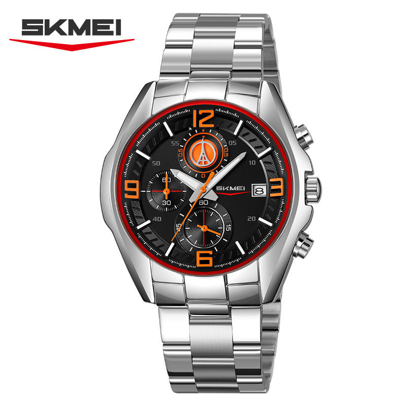 SKMEI - 9346 - Sport Chronograph Quartz Stainless Steel Watch - orange image 2