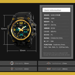 Skmei - 1155 - Sports Analog Digital Watch - Gold image 3
