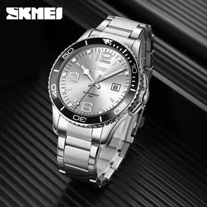 Skmei – 9278 – Luxury Stainless Steel Quartz Watch – Silver image 3