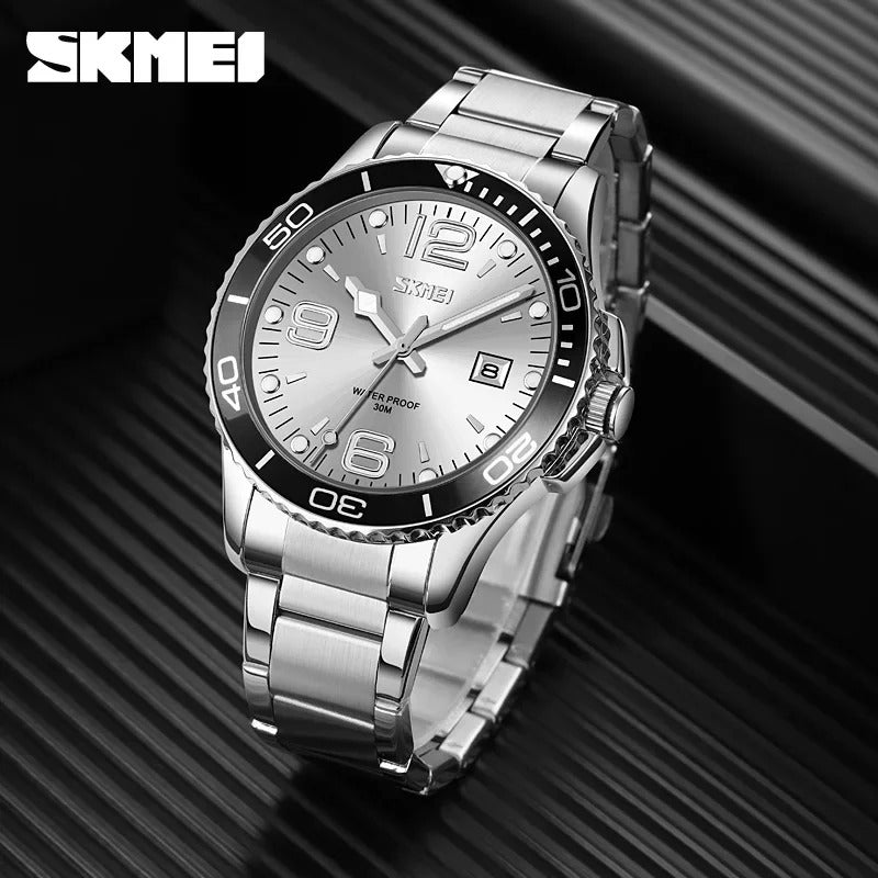 Skmei – 9278 – Luxury Stainless Steel Quartz Watch – Silver image 3
