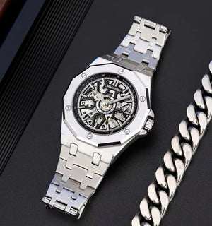 SKMEI - M036 - Automatic Movement Skeleton Dial - silver-steel image 2